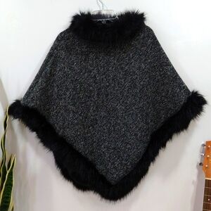 Northern Angel Woven Faux-Fur Poncho - NWOT
